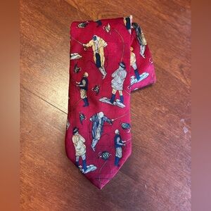 Tango by Max Raab Red Fishing Pattern 💯silk Tie